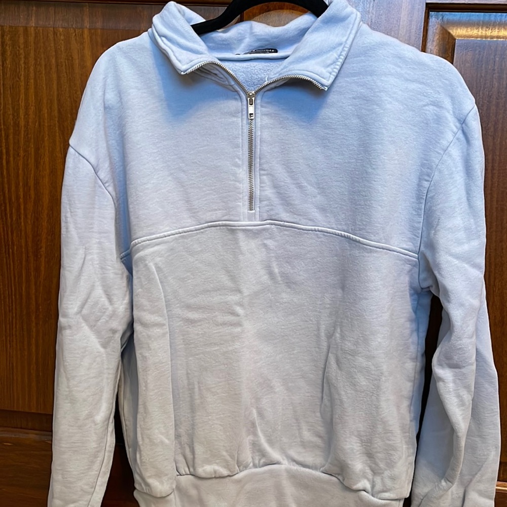 Brandy Melville White Half-Zip Sweatshirt